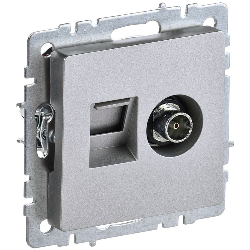 BRITE Розетка двойная TV+RJ45 кат.5E РТВ/РК12-БрА алюминий IEK