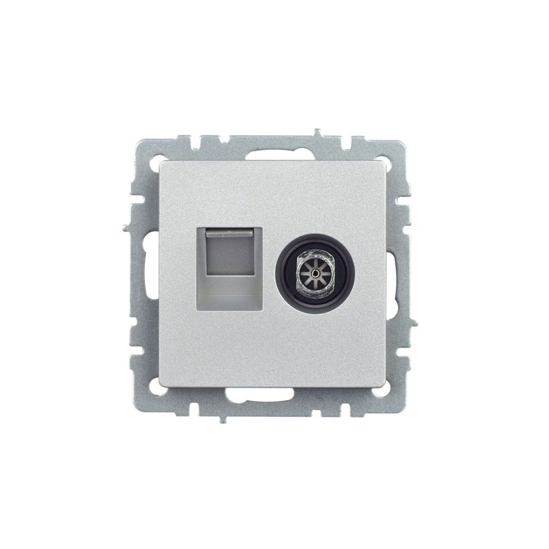 BRITE Розетка двойная TV+RJ45 кат.5E РТВ/РК12-БрА алюминий IEK