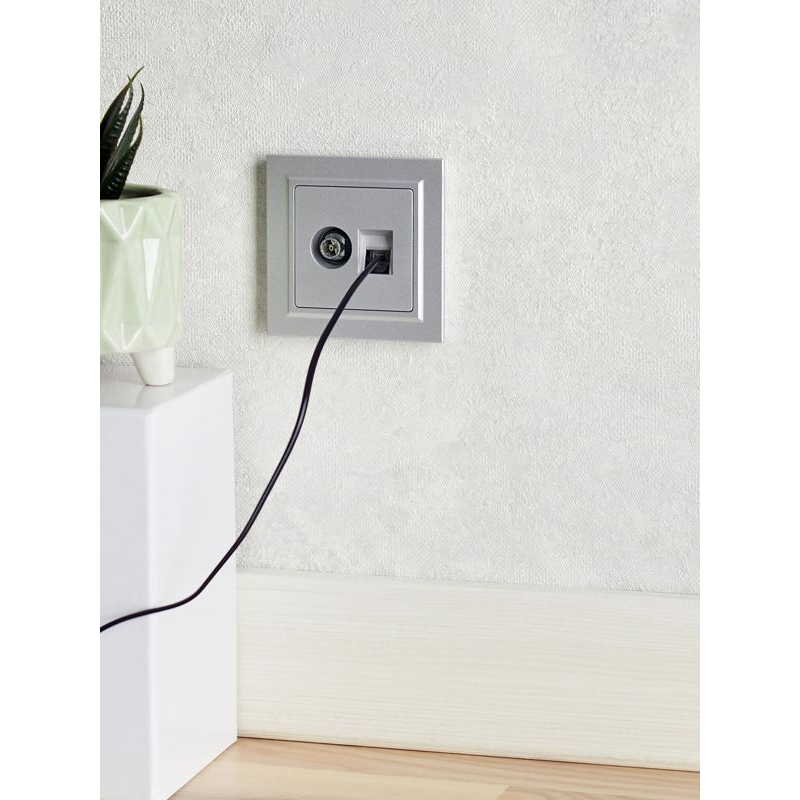 BRITE Розетка двойная TV+RJ45 кат.5E РТВ/РК12-БрА алюминий IEK