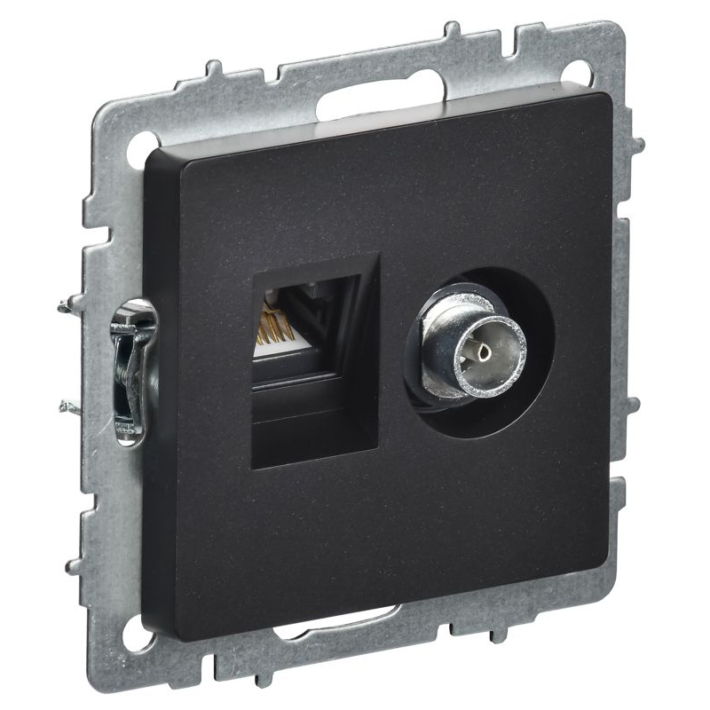 BRITE Розетка двойная TV+RJ45 кат.5E РТВ/РК12-БрЧ черный IEK