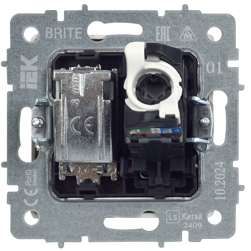 BRITE Розетка двойная TV+RJ45 кат.5E РТВ/РК12-БрЧ черный IEK