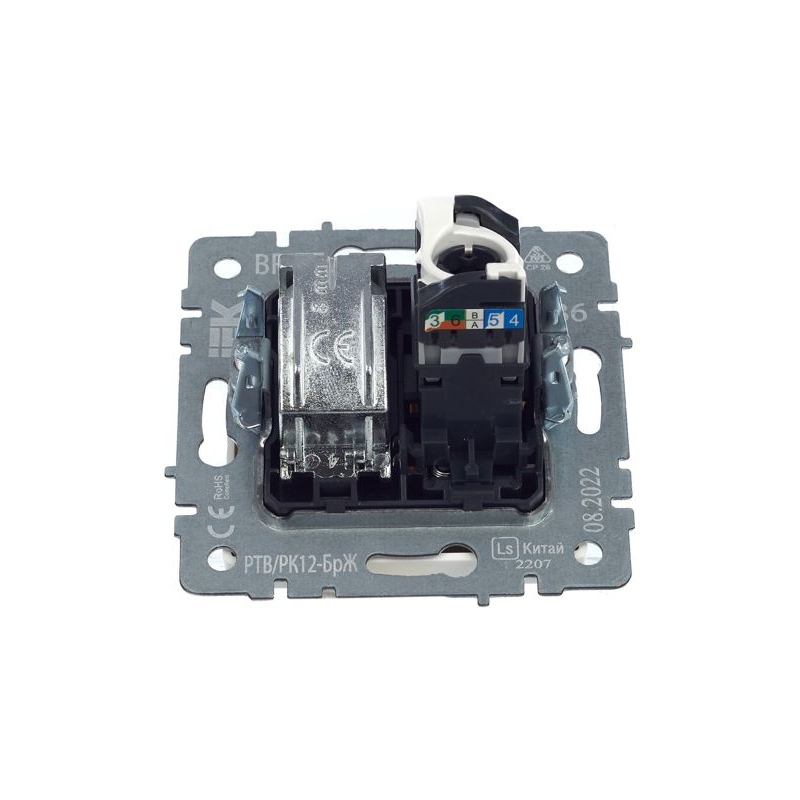 BRITE Розетка двойная TV+RJ45 кат.5E РТВ/РК12-БрЖ жемчуг IEK