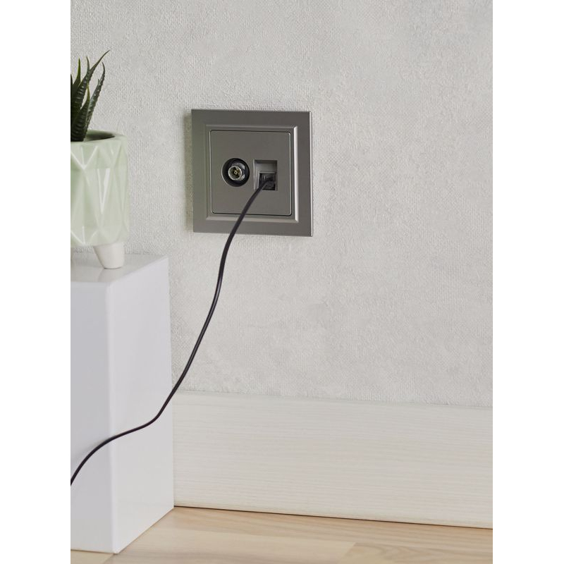 BRITE Розетка двойная TV+RJ45 кат.5E РТВ/РК12-БрС сталь IEK