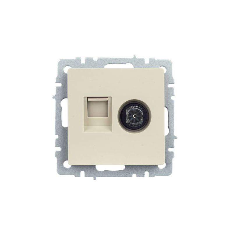 BRITE Розетка двойная TV+RJ45 кат.5E РТВ/РК12-БрКр бежевый IEK