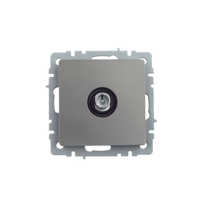 BRITE Розетка TV проходная РТВ10-0-БрС сталь IEK