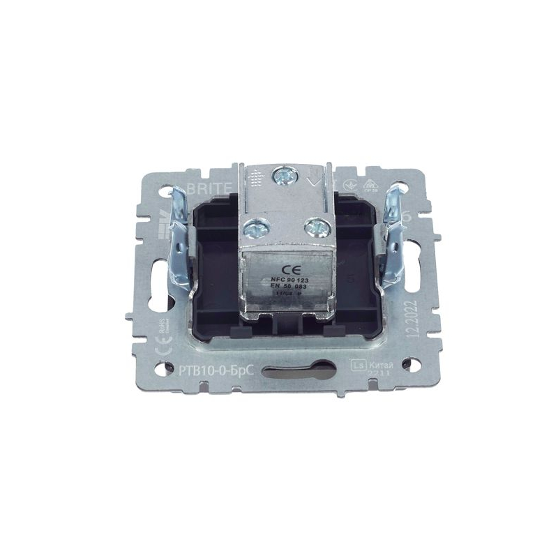 BRITE Розетка TV проходная РТВ10-0-БрС сталь IEK