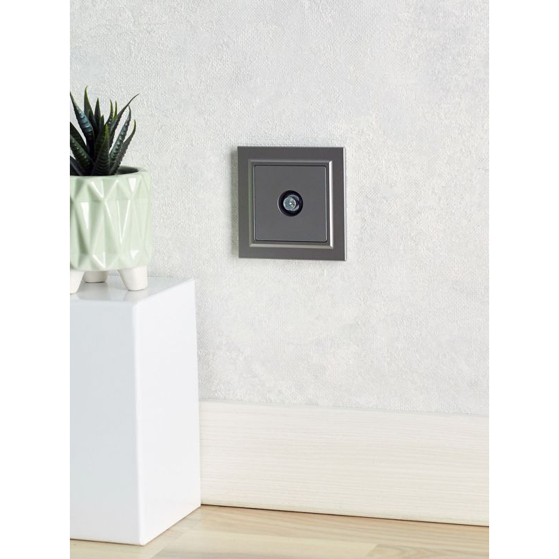 BRITE Розетка TV проходная РТВ10-0-БрС сталь IEK