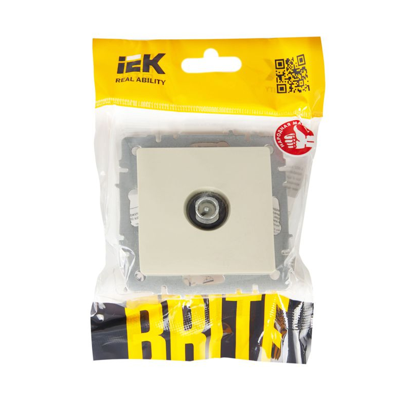 BRITE Розетка TV проходная РТВ10-0-БрКр бежевый IEK