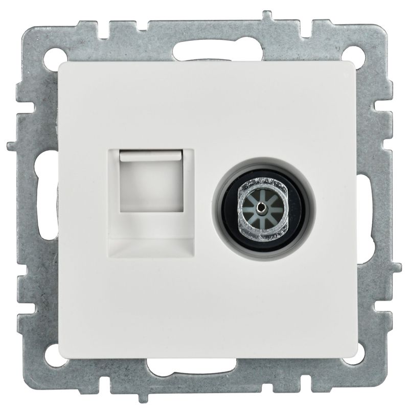 BRITE Розетка двойная TV+RJ45 кат.5E РТВ/РК12-БрБ белый IEK