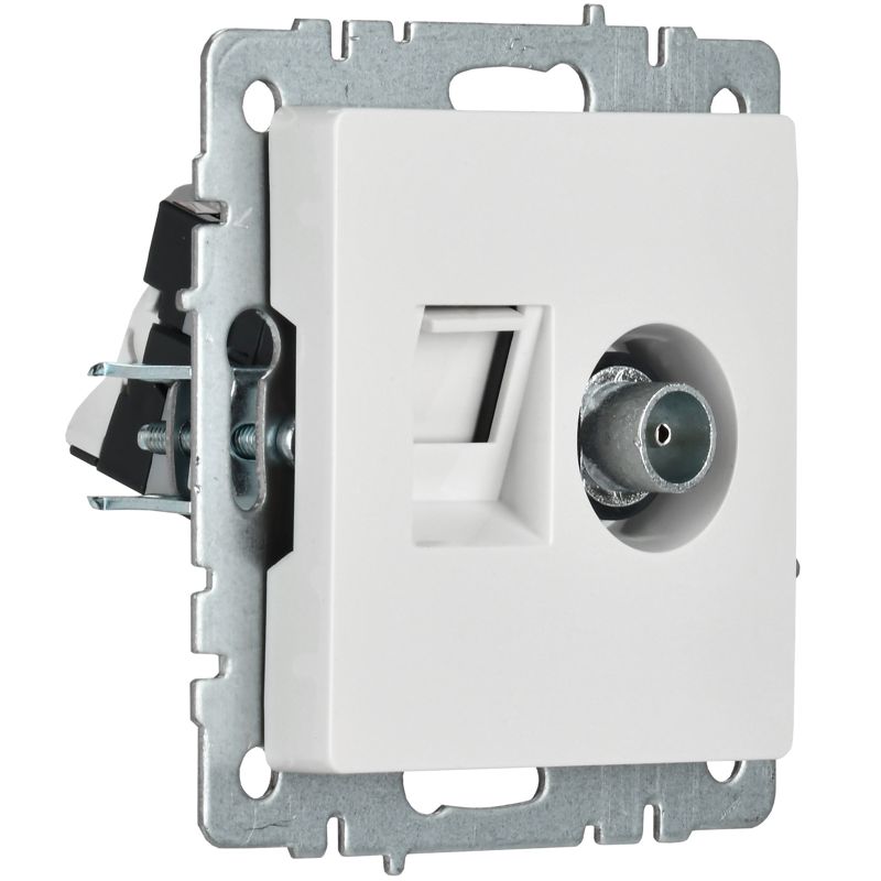 BRITE Розетка двойная TV+RJ45 кат.5E РТВ/РК12-БрБ белый IEK