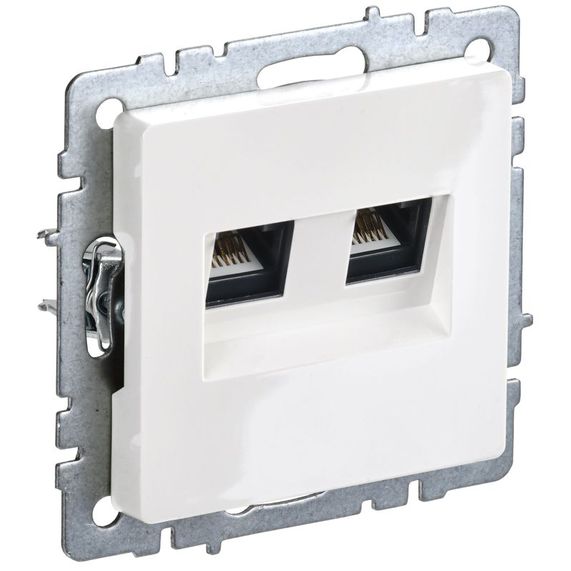 BRITE Розетка двойная RJ11+RJ45 кат.5E РК/Т12-БрБ белый IEK