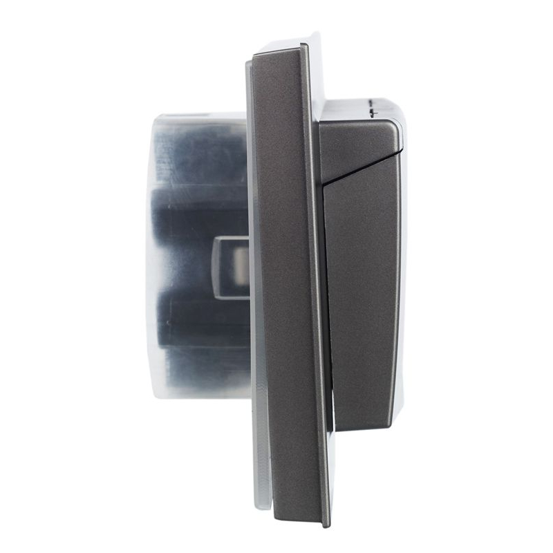 BRITE Розетка 2-местная с заземлением с защитными шторками и крышкой 16А в сборе IP44 РСбш12-3-44-БрС сталь IEK