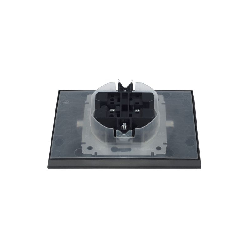 BRITE Розетка 2-местная с заземлением с защитными шторками и крышкой 16А в сборе IP44 РСбш12-3-44-БрС сталь IEK