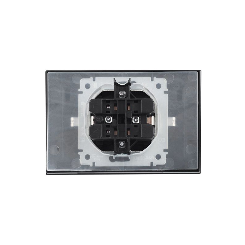 BRITE Розетка 2-местная с заземлением с защитными шторками и крышкой 16А в сборе IP44 РСбш12-3-44-БрЧ черный IEK