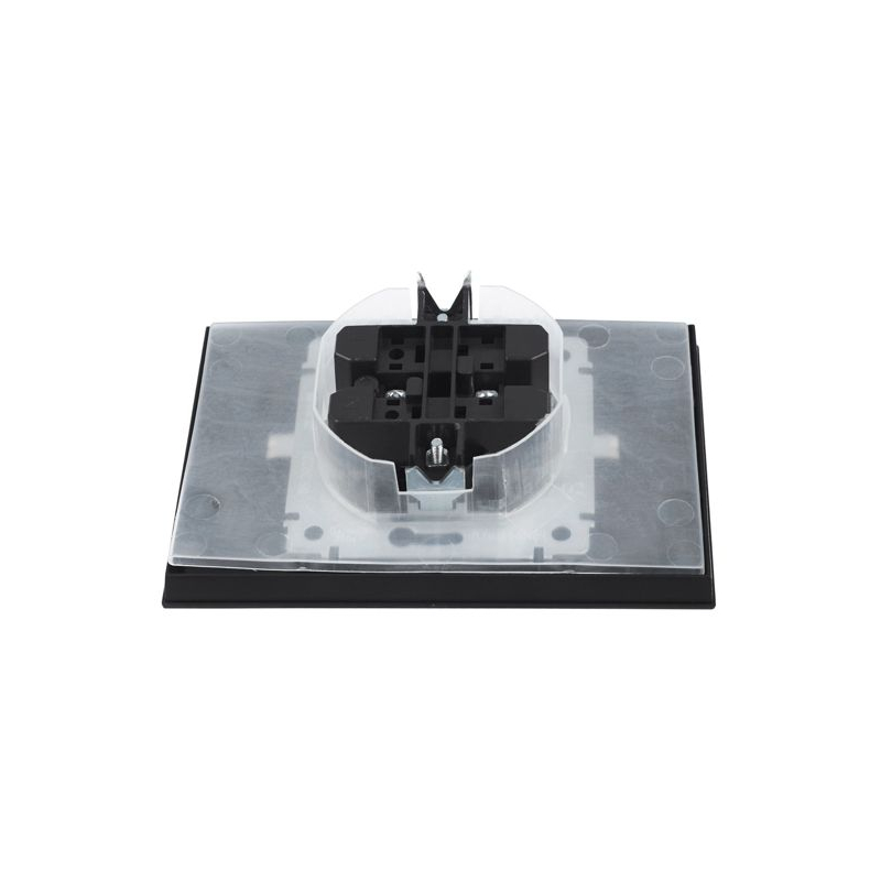 BRITE Розетка 2-местная с заземлением с защитными шторками и крышкой 16А в сборе IP44 РСбш12-3-44-БрЧ черный IEK