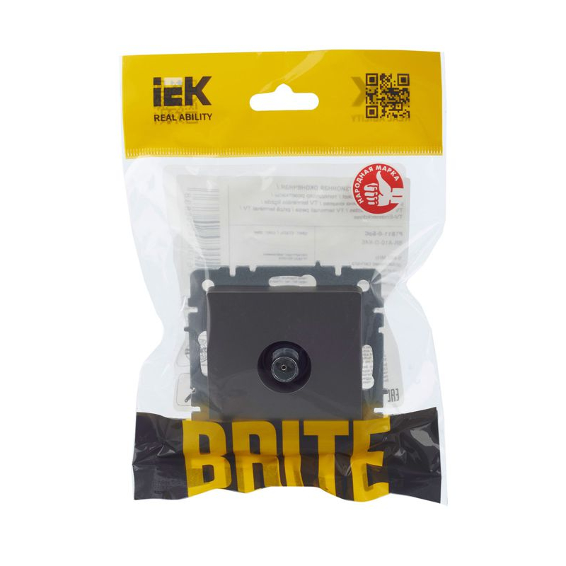 BRITE Розетка TV оконечная РТВ11-0-БрС сталь IEK