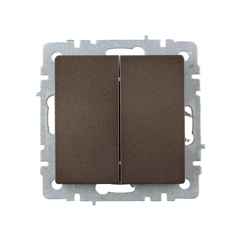BRITE Выключатель 2-клавишный проходной 10А ВС10-2-6-БрТБ темная бронза IEK