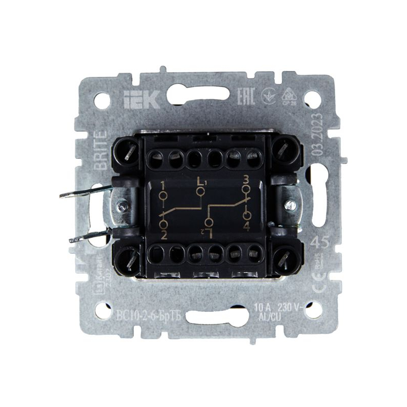 BRITE Выключатель 2-клавишный проходной 10А ВС10-2-6-БрТБ темная бронза IEK