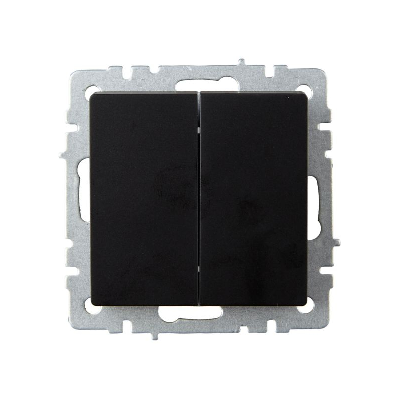 BRITE Выключатель 2-клавишный проходной 10А ВС10-2-6-БрЧ черный IEK