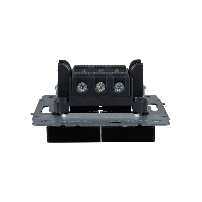 BRITE Выключатель 2-клавишный проходной 10А ВС10-2-6-БрЧ черный IEK