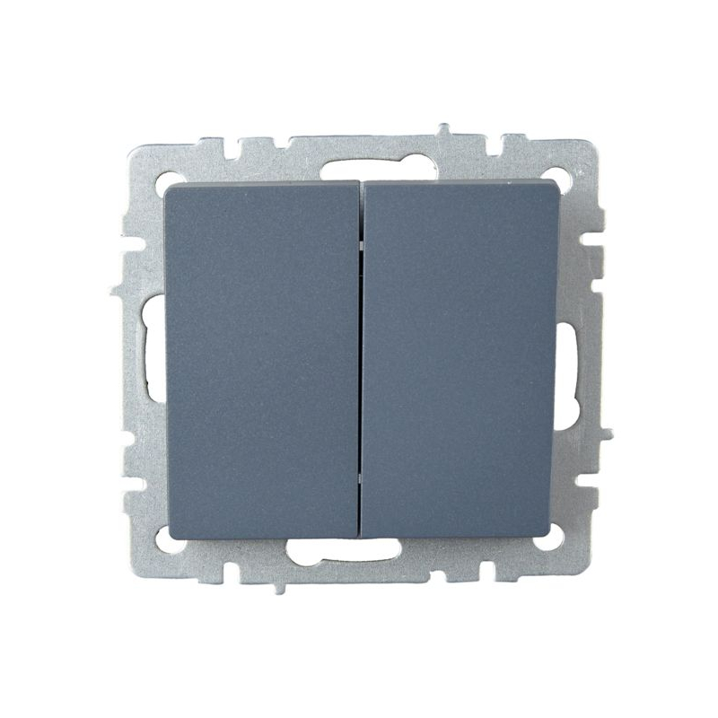 BRITE Выключатель 2-клавишный проходной 10А ВС10-2-6-БрМ маренго IEK