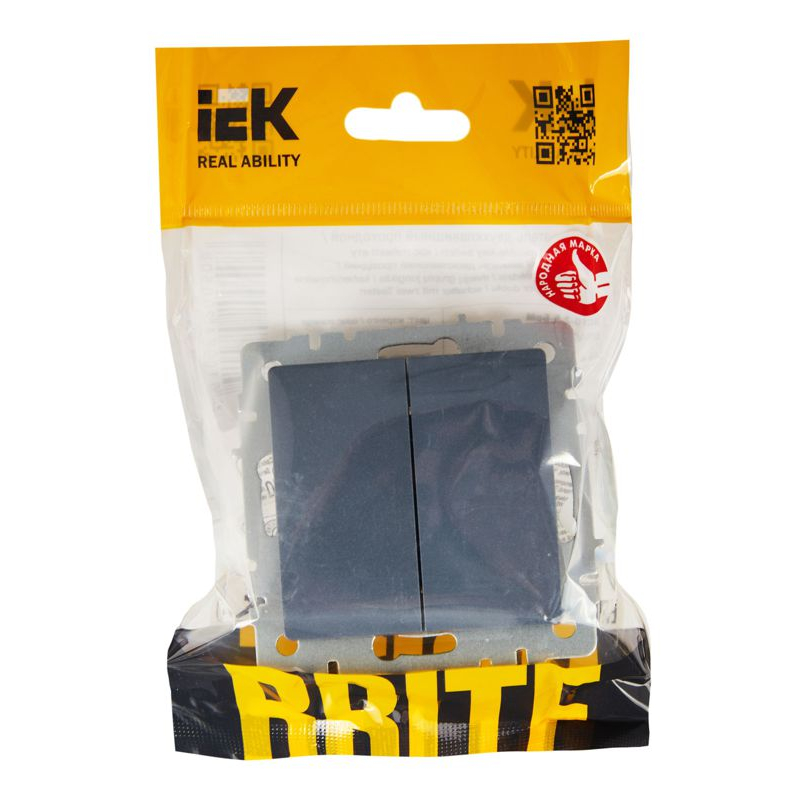 BRITE Выключатель 2-клавишный проходной 10А ВС10-2-6-БрМ маренго IEK