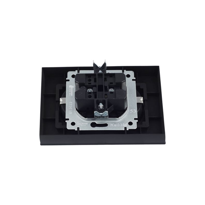 BRITE Розетка 2-местная с заземлением с защитными шторками 16А в сборе РСш12-3-БрГ графит IEK