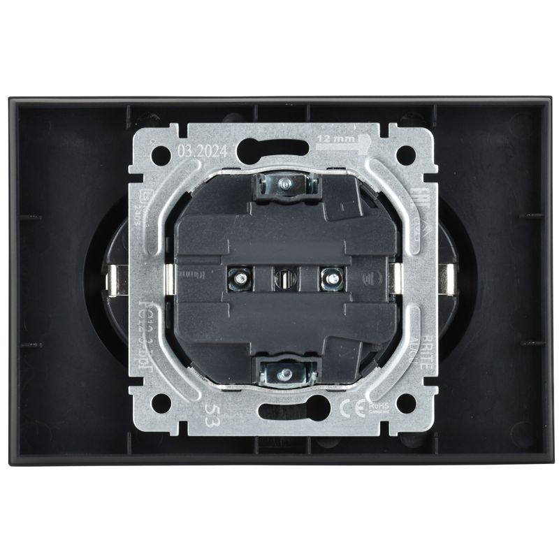 BRITE Розетка 2-местная с заземлением без защитных шторок 16А в сборе РС12-3-БрГ графит IEK