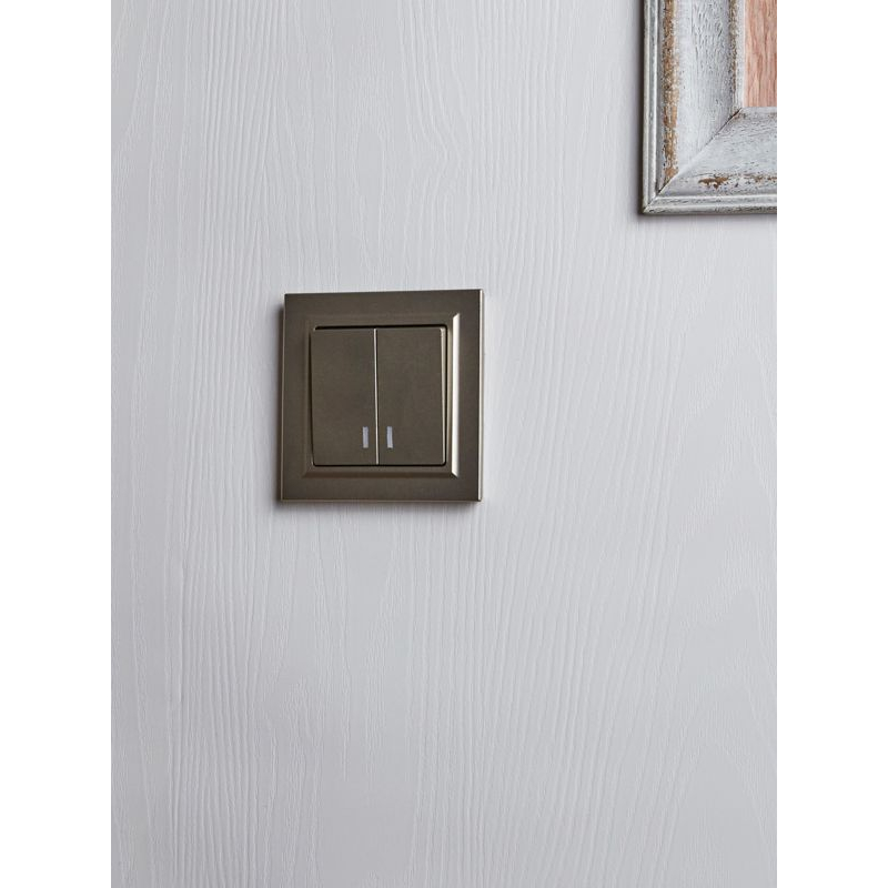 BRITE Выключатель 2-клавишный с индикацией 10А ВС10-2-1-БрШ шампань IEK