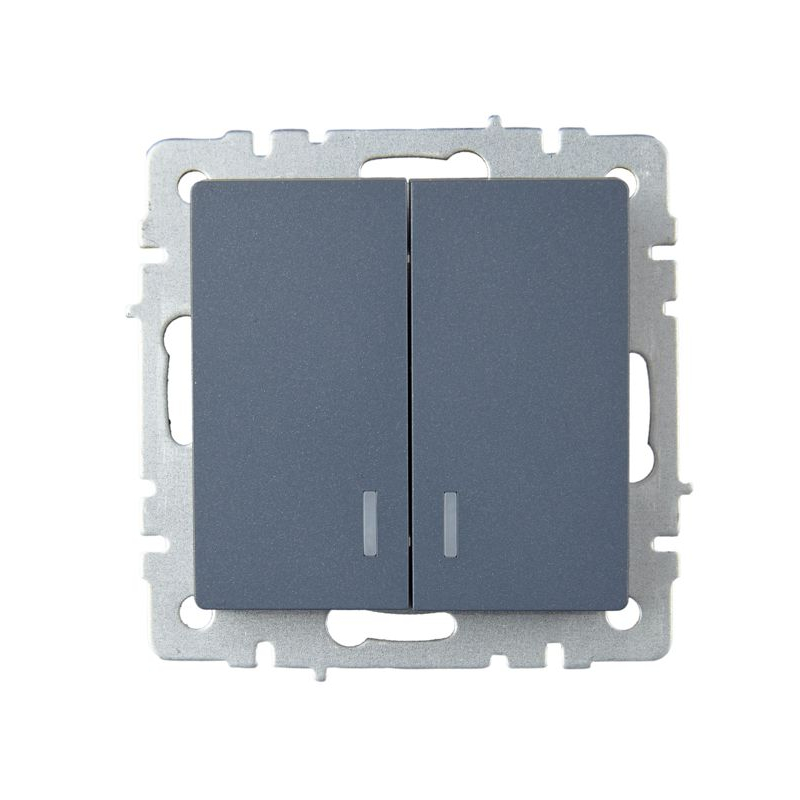 BRITE Выключатель 2-клавишный с индикацией 10А ВС10-2-1-БрМ маренго IEK