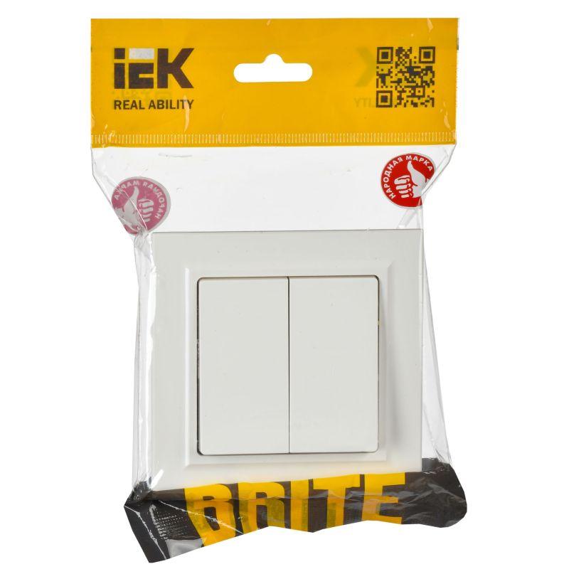 BRITE Выключатель 2-клавишный проходной 10А ВС10-2-6-БрБ белый IEK
