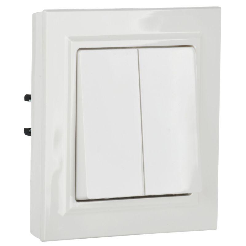 BRITE Выключатель 2-клавишный проходной 10А ВС10-2-6-БрБ белый IEK