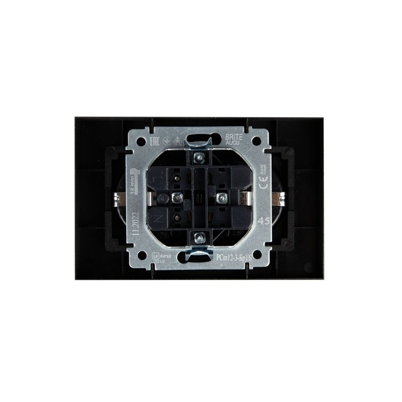 BRITE Розетка 2-местная с заземлением с защитными шторками 16А в сборе РСш12-3-БрТБ темная бронза IEK