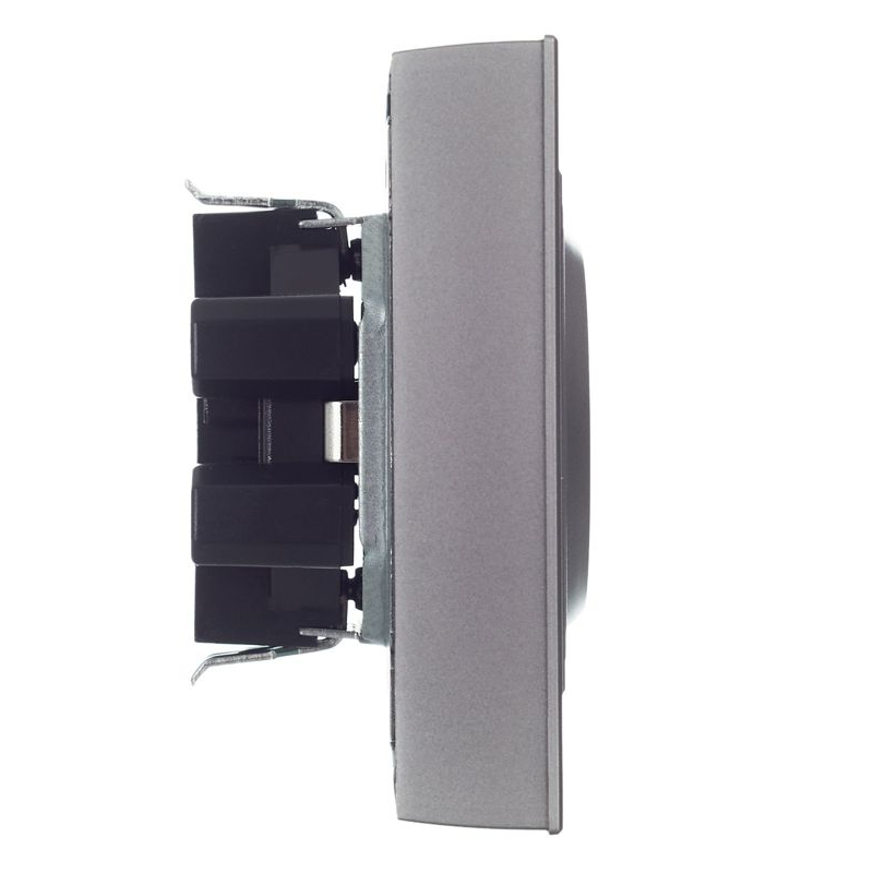 BRITE Розетка 2-местная с заземлением с защитными шторками 16А в сборе РСш12-3-БрС сталь IEK