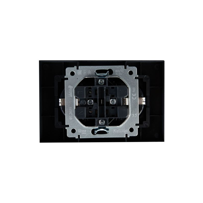 BRITE Розетка 2-местная с заземлением с защитными шторками 16А в сборе РСш12-3-БрМ маренго IEK