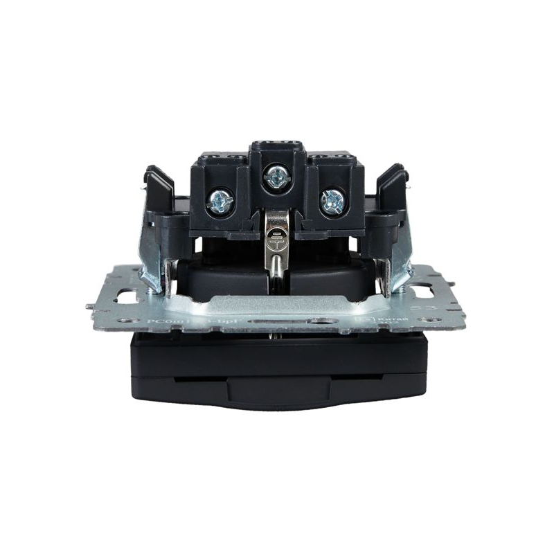 BRITE Розетка 1-местная с заземлением с защитными шторками и крышкой 16А IP20 РСбш10-3-БрГ графит IEK