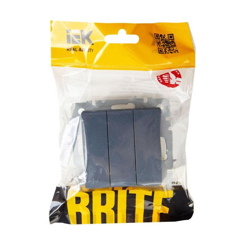 BRITE Выключатель 3-клавишный 10А ВС10-3-0-БрМ маренго IEK