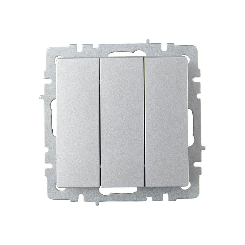 BRITE Выключатель 3-клавишный 10А ВС10-3-0-БрА алюминий IEK