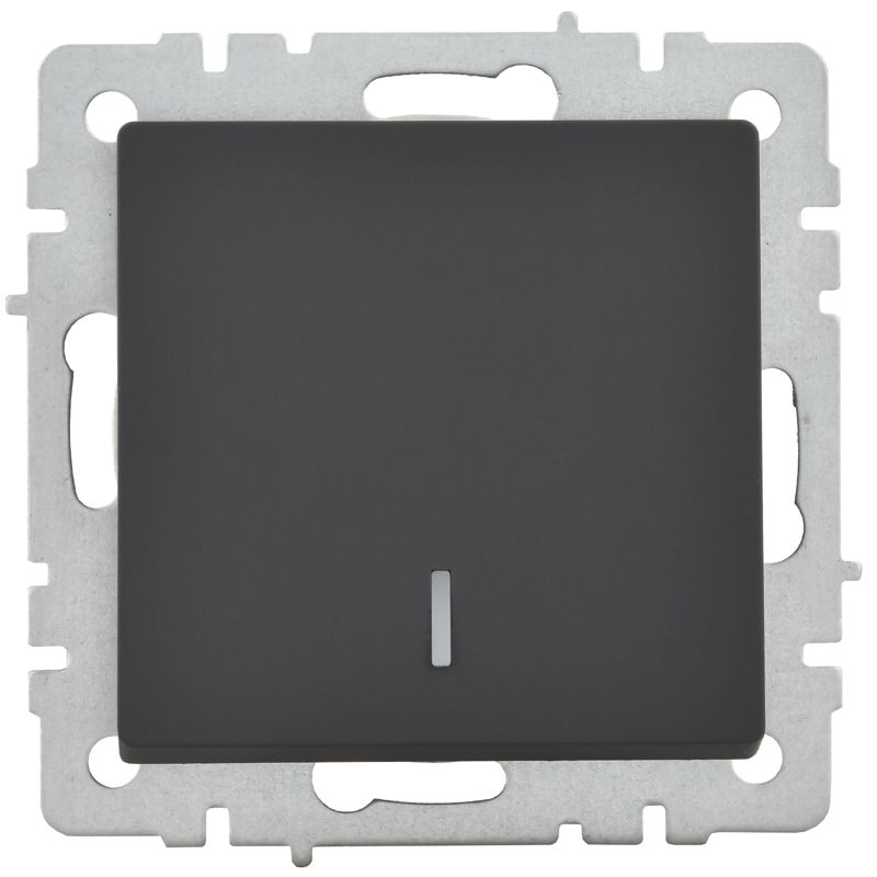 BRITE Выключатель 1-клавишный с индикацией 10А ВС10-1-1-БрГ графит IEK