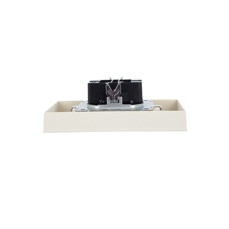 BRITE Розетка 2-местная с заземлением с защитными шторками 16А в сборе РСш12-3-БрКр бежевый IEK