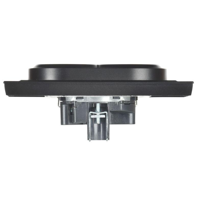 BRITE Розетка 2-местная с заземлением без защитных шторок 16А в сборе РС12-3-БрЧ черный IEK