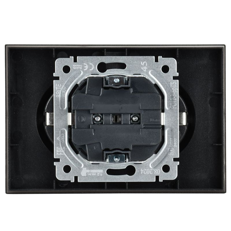 BRITE Розетка 2-местная с заземлением без защитных шторок 16А в сборе РС12-3-БрТБ темная бронза IEK