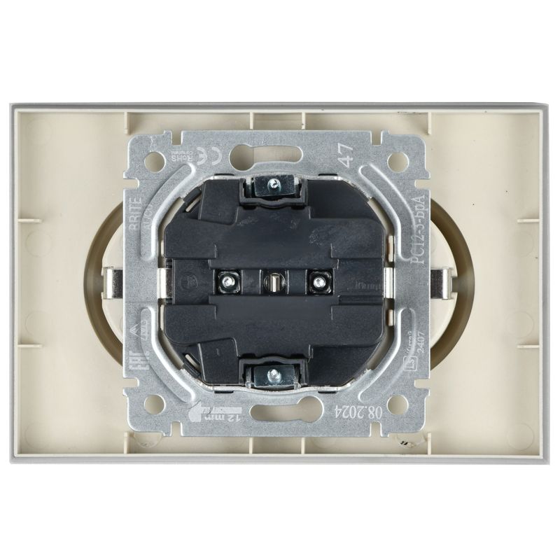 BRITE Розетка 2-местная с заземлением без защитных шторок 16А в сборе РС12-3-БрА алюминий IEK