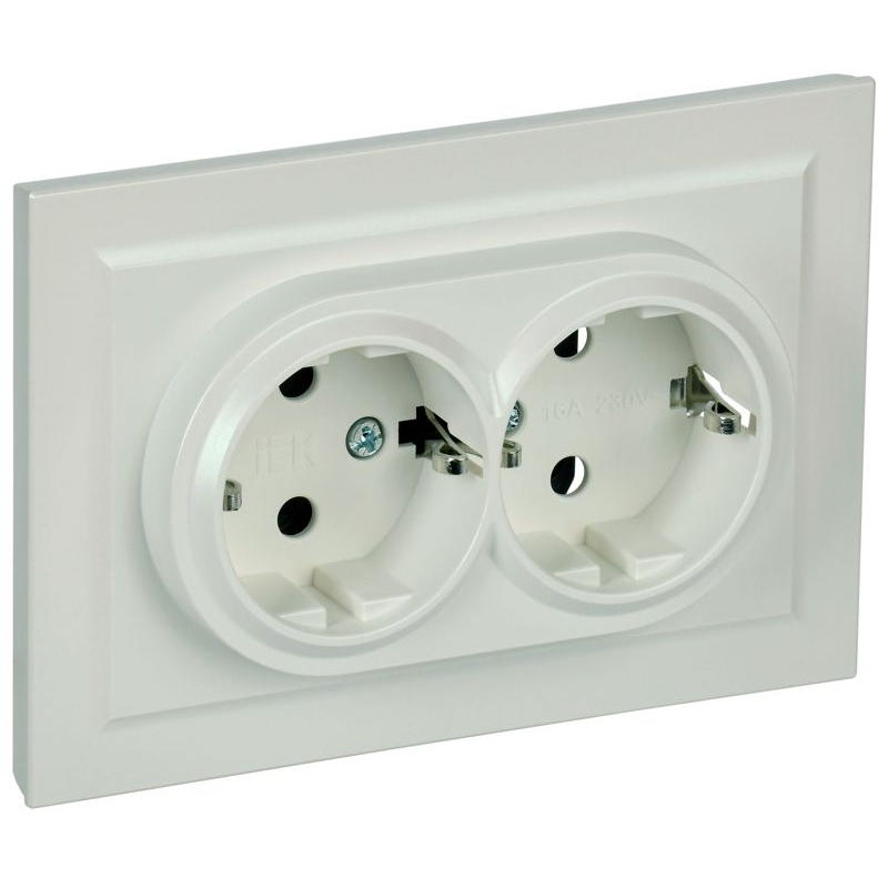 BRITE Розетка 2-местная с заземлением без защитных шторок 16А в сборе РС12-3-БрЖ жемчуг IEK