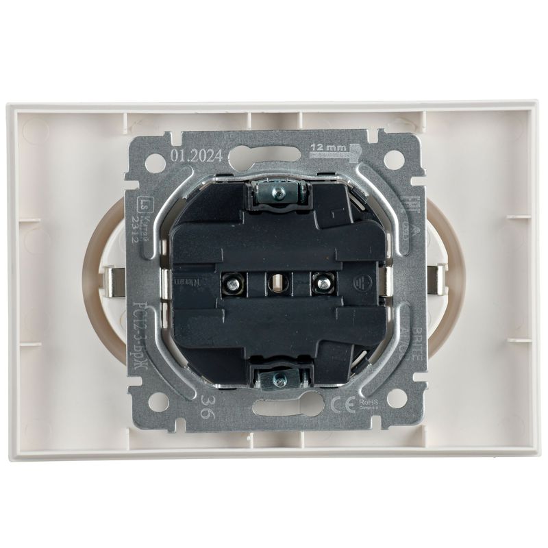 BRITE Розетка 2-местная с заземлением без защитных шторок 16А в сборе РС12-3-БрЖ жемчуг IEK