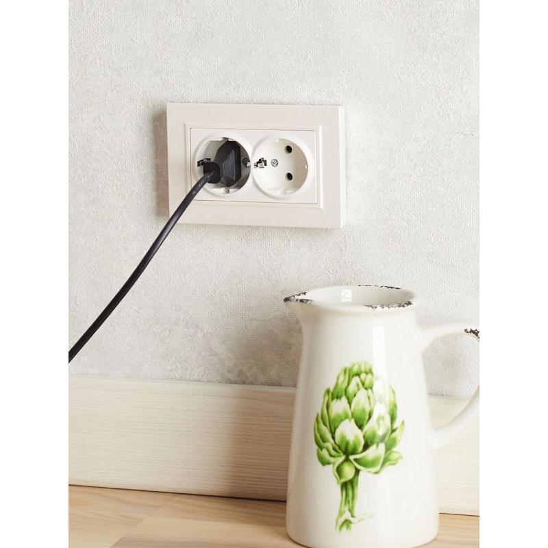 BRITE Розетка 2-местная с заземлением без защитных шторок 16А в сборе РС12-3-БрЖ жемчуг IEK