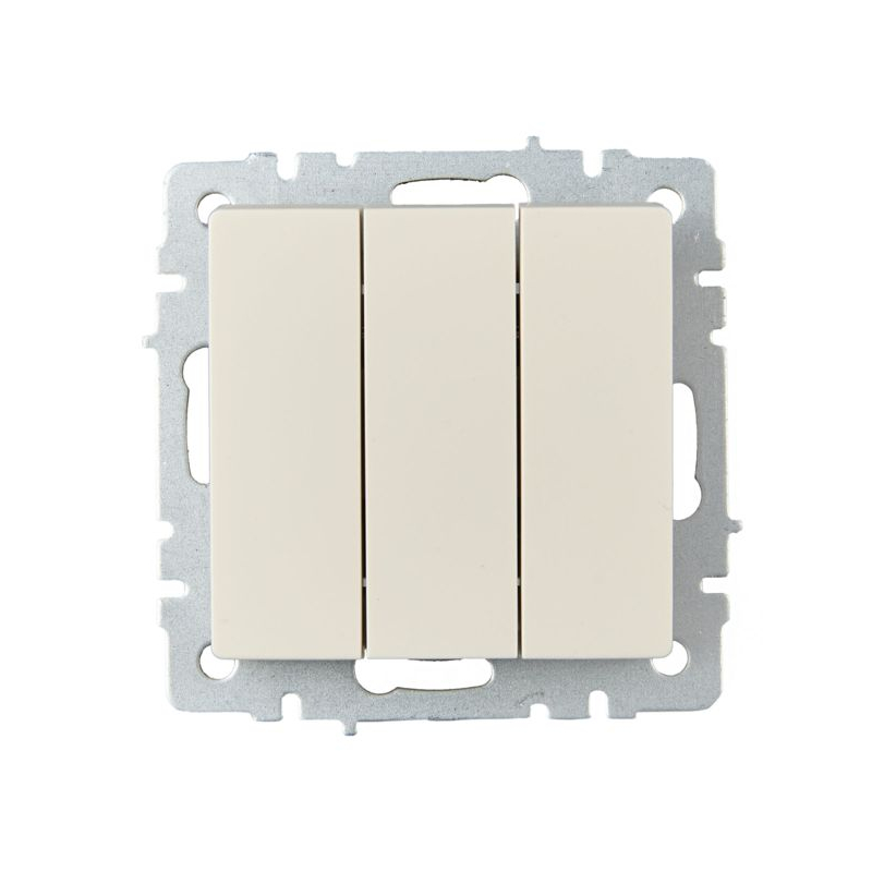 BRITE Выключатель 3-клавишный 10А ВС10-3-0-БрКр бежевый IEK
