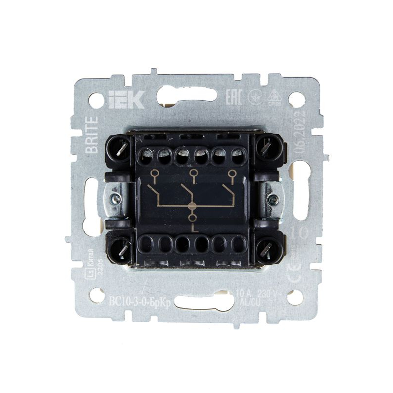BRITE Выключатель 3-клавишный 10А ВС10-3-0-БрКр бежевый IEK