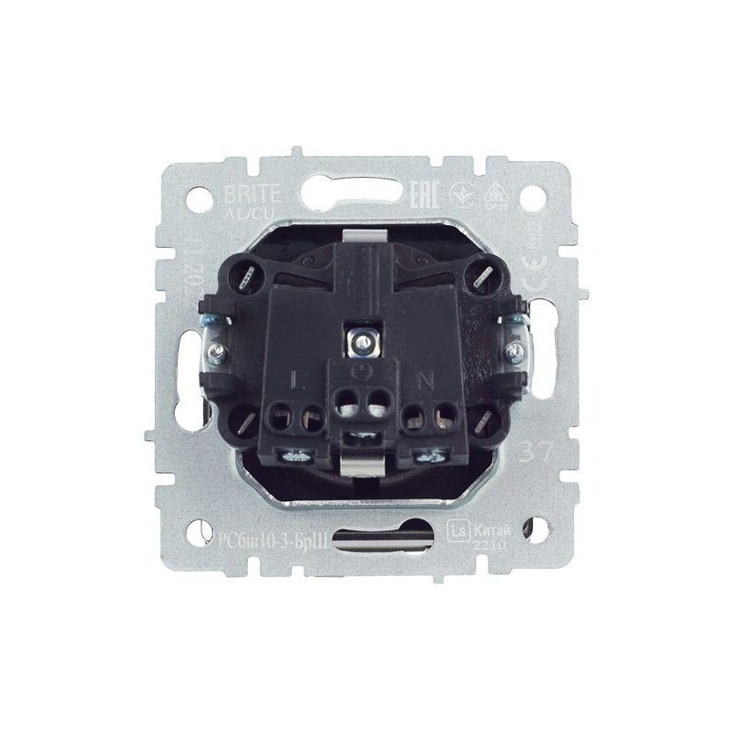 BRITE Розетка 1-местная с заземлением с защитными шторками и крышкой 16А IP20 РСбш10-3-БрШ шампань IEK