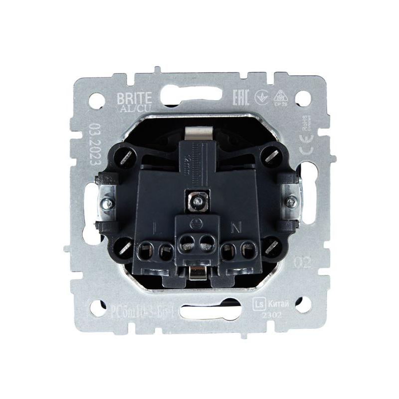 BRITE Розетка 1-местная с заземлением с защитными шторками и крышкой 16А IP20 РСбш10-3-БрЧ черный IEK